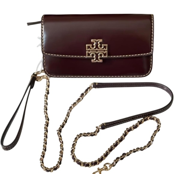 New TORY BURCH BRITTEN PATENT CHAIN WALLET W. WRISTLET timporlano color - Picture 3 of 13